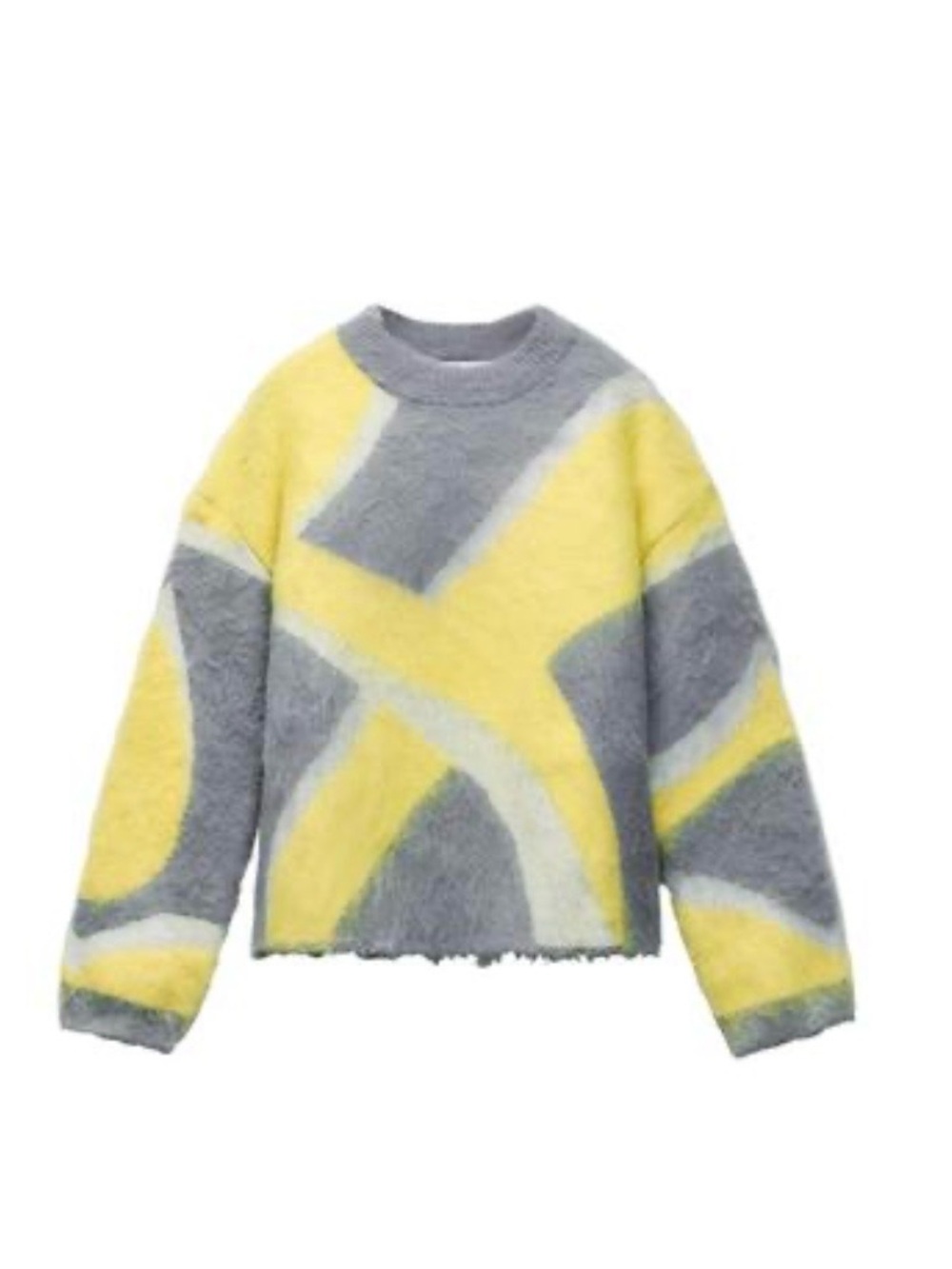 Zara Brushed Effect Patchwork Geometric Fuzzy Sweater Size Small NWT - Picture 2 of 10